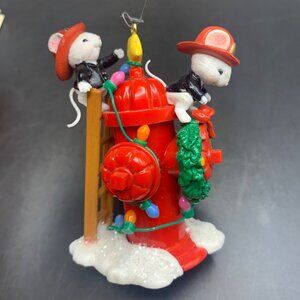 Vtg 1990 Enesco Ornament Warmest Wishes 1st North Pole Fire Department Series